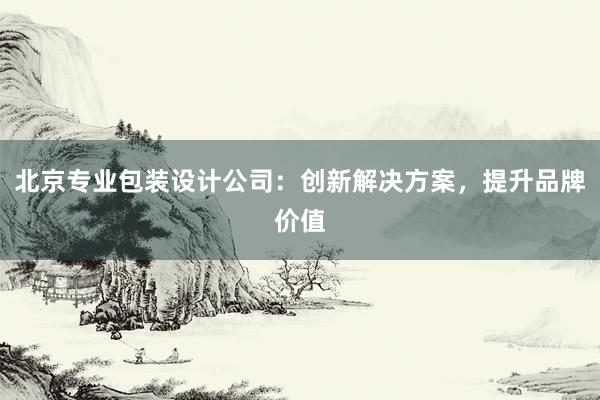 北京专业包装设计公司：创新解决方案，提升品牌价值