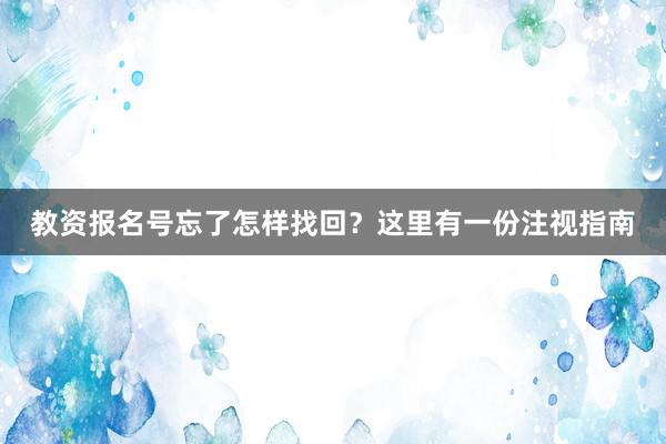 教资报名号忘了怎样找回？这里有一份注视指南